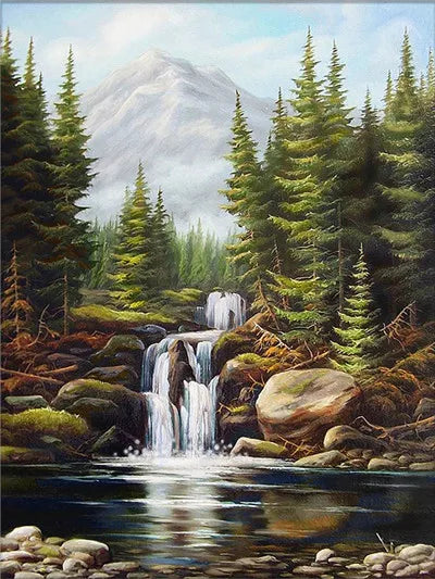 GATYZTORY Oil Painting By Numbers On Canvas Coloring By Numbers Forest Stream Landscape Picture Drawing Home Decor For Adults Peaceful Pleasures Health and Wellness 9910764 20x30cm Unframed