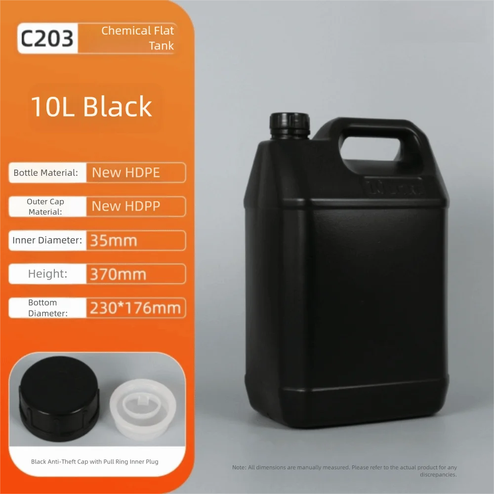 1/2/3/4/5/6/10L Plastic Airtight Bottle with Lid Food Grade HDPE Bucket Sealed Large-Capacity Storage Container Cleaning Essence Peaceful Pleasures Health and Wellness Black 10L