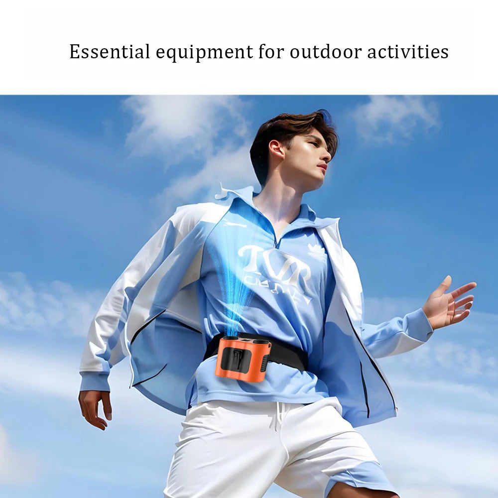 Portable Waist Clip Fan Wearable Mini USB Rechargeable Hanging Fan for Outdoor Working Double Air Outlet Waist Fan 20000Mah Peaceful Pleasures Health and Wellness