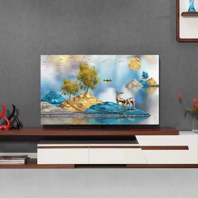Golden Tree of Life Canvas Wall Art | Night Sky Stars Print Canvas Wall Art Peaceful Pleasures Health and Wellness ZLH5001 80x120cm No Frame