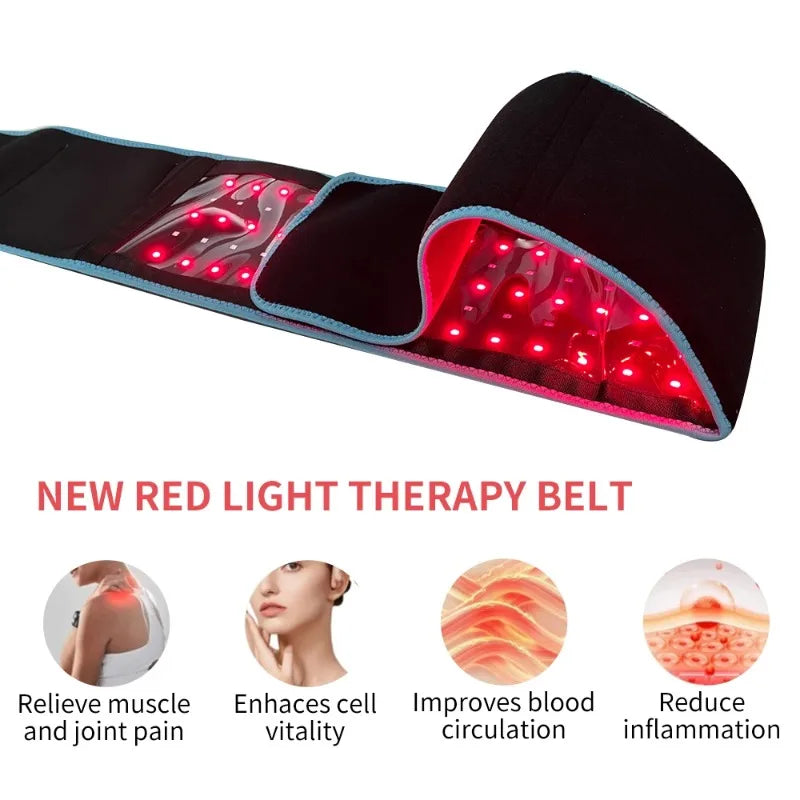 Red Light Belt 660nm 850nm Near Infrared Light Wrap Red Light Device for Body Relaxing Muscle Back Massager Peaceful Pleasures Health and Wellness