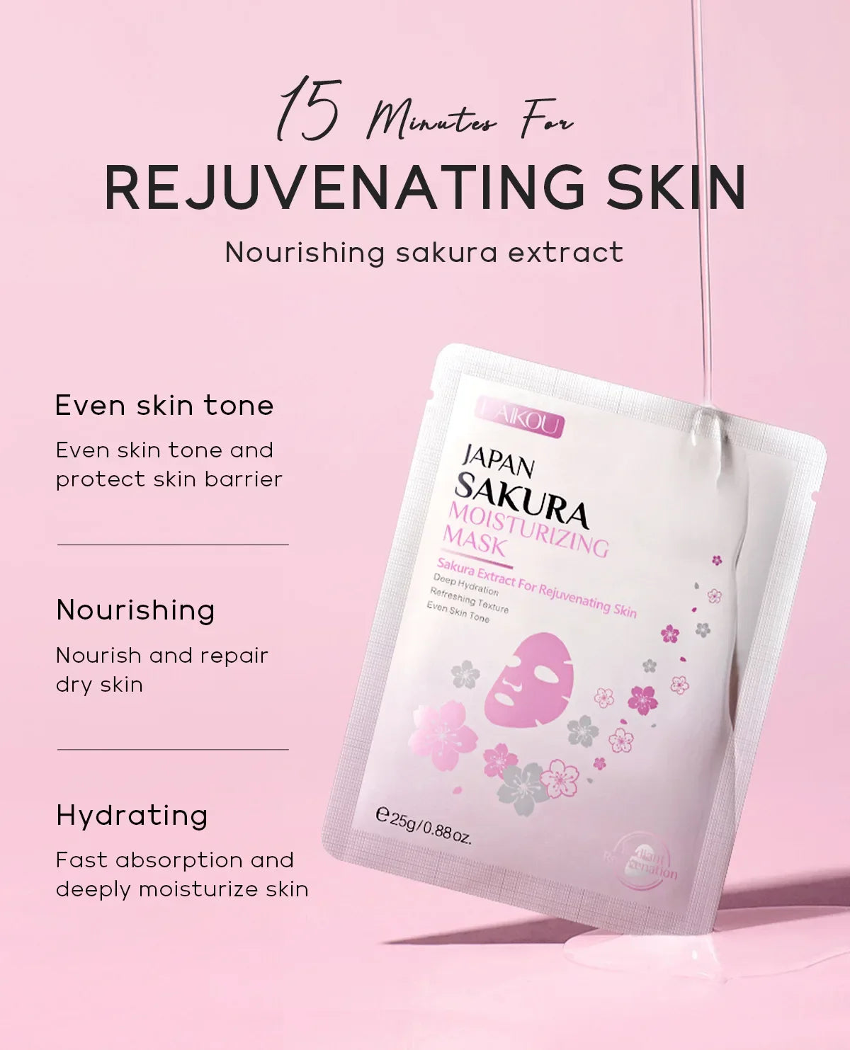 LAIKOU Sakura Hydrating Brightening Sheet Face Mask 25g