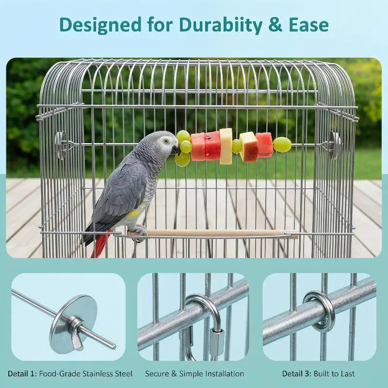 Stainless Steel Parrot Fruit & Veggie Feeding Fork | Bird Cage