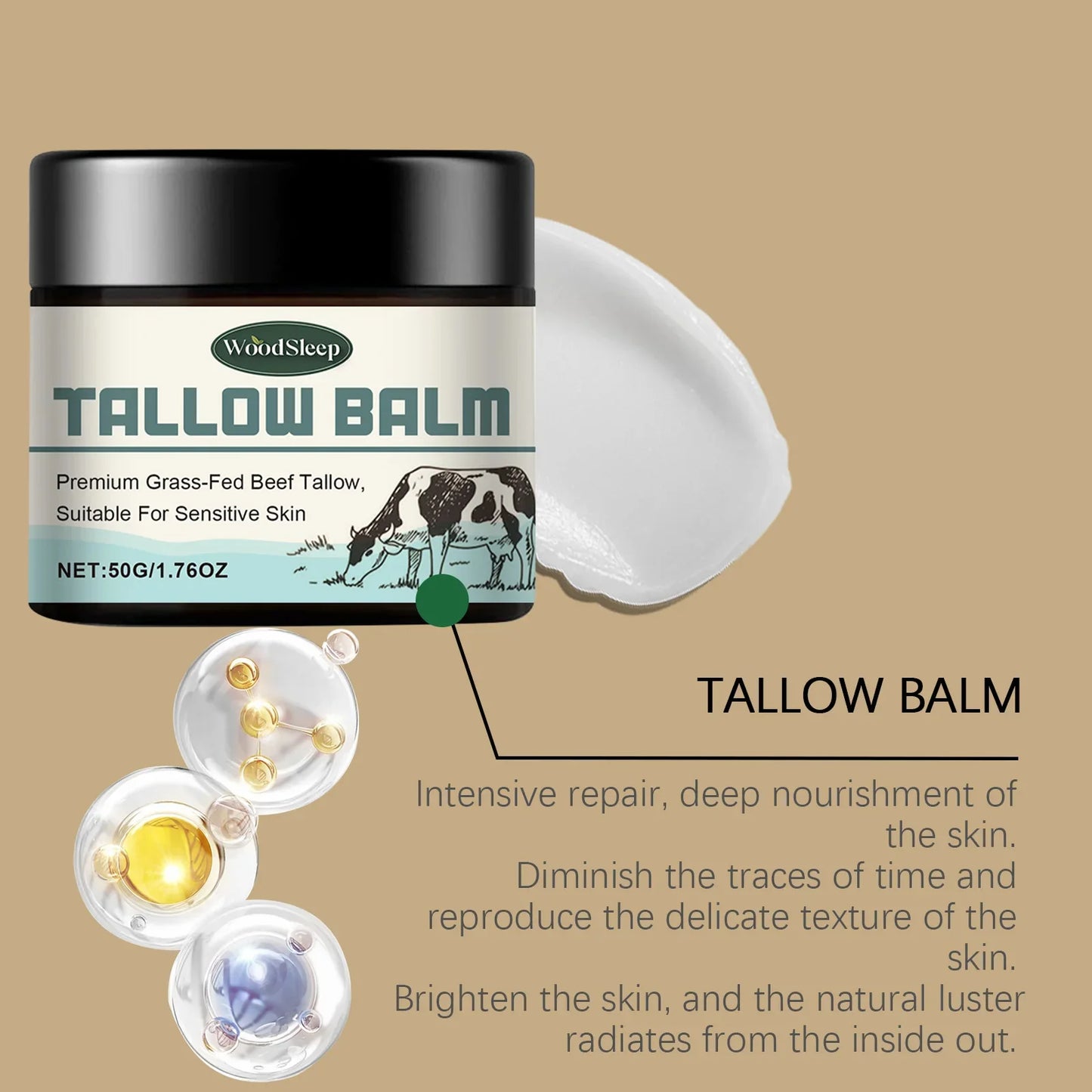 WOODSLEEP Beef Tallow Cream – Firming Nourishing Face & Body Balm