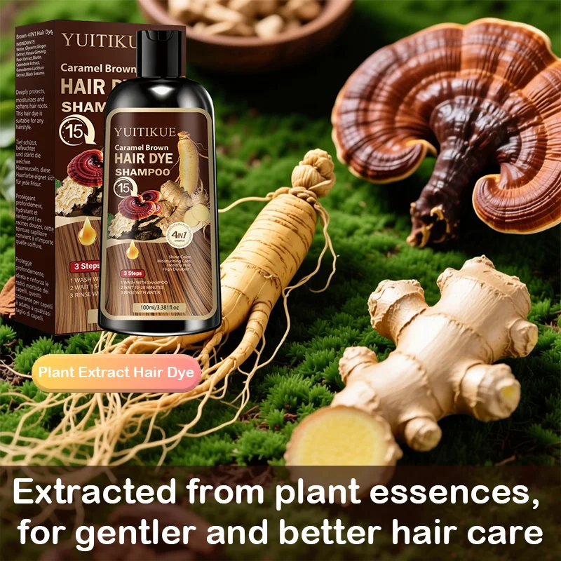 YUITIKUE Caramel Brown Hair Dye Shampoo - 4in1 Moisturizing Hair Color Shampoo Long-Lasting Hair Dye for All Hair Types Peaceful Pleasures Health and Wellness