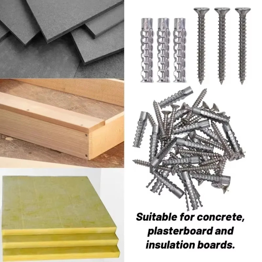 Hollow Wall Expansion Screws Kit 6/8mm Carbon Steel 50–200 Pcs