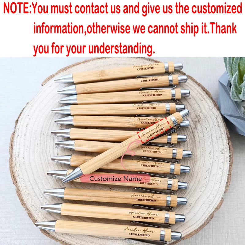 5-Pack Custom Engraved Bamboo Pens | Personalized Gift Set Personalized Gift Pens Peaceful Pleasures Health and Wellness custom pen 13.6cm 5pcs