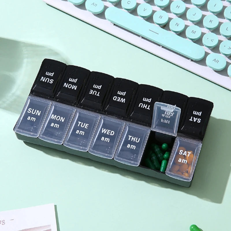 7 Days a Week Pill Organizer Morning and Night Pill Holder Storage Box Splitter Travel Medicine Organizer Portable Medicine and Peaceful Pleasures Health and Wellness