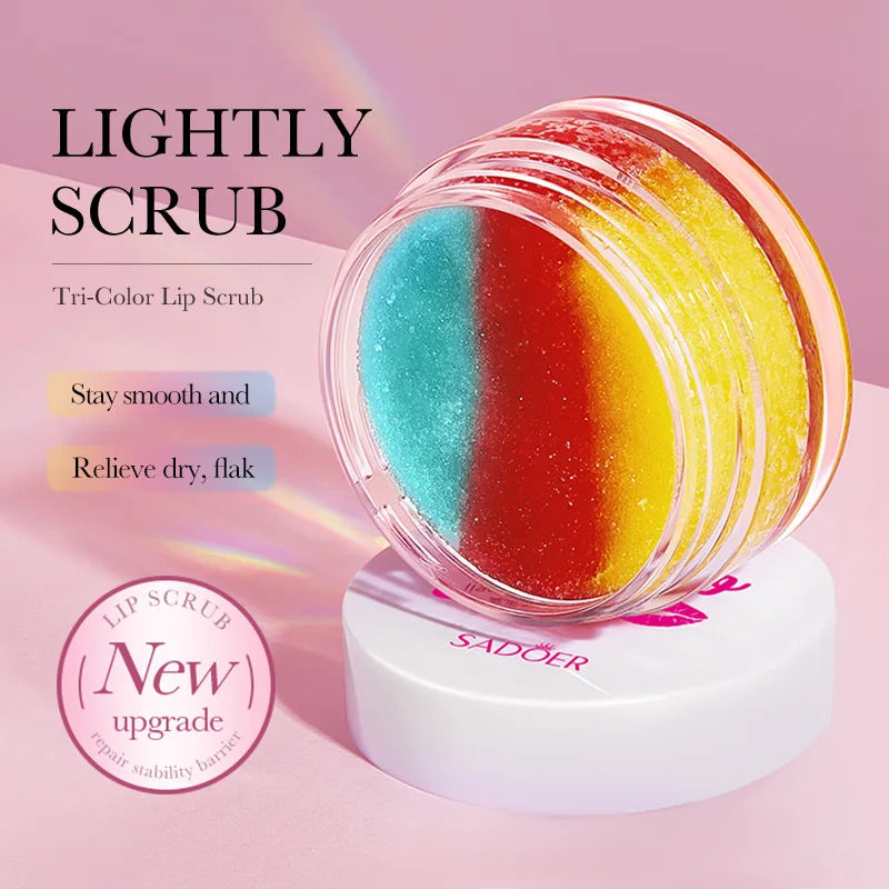 SADOER 3-Color Lip Scrub Cream | Moisturizing Lip Plumper & Balm