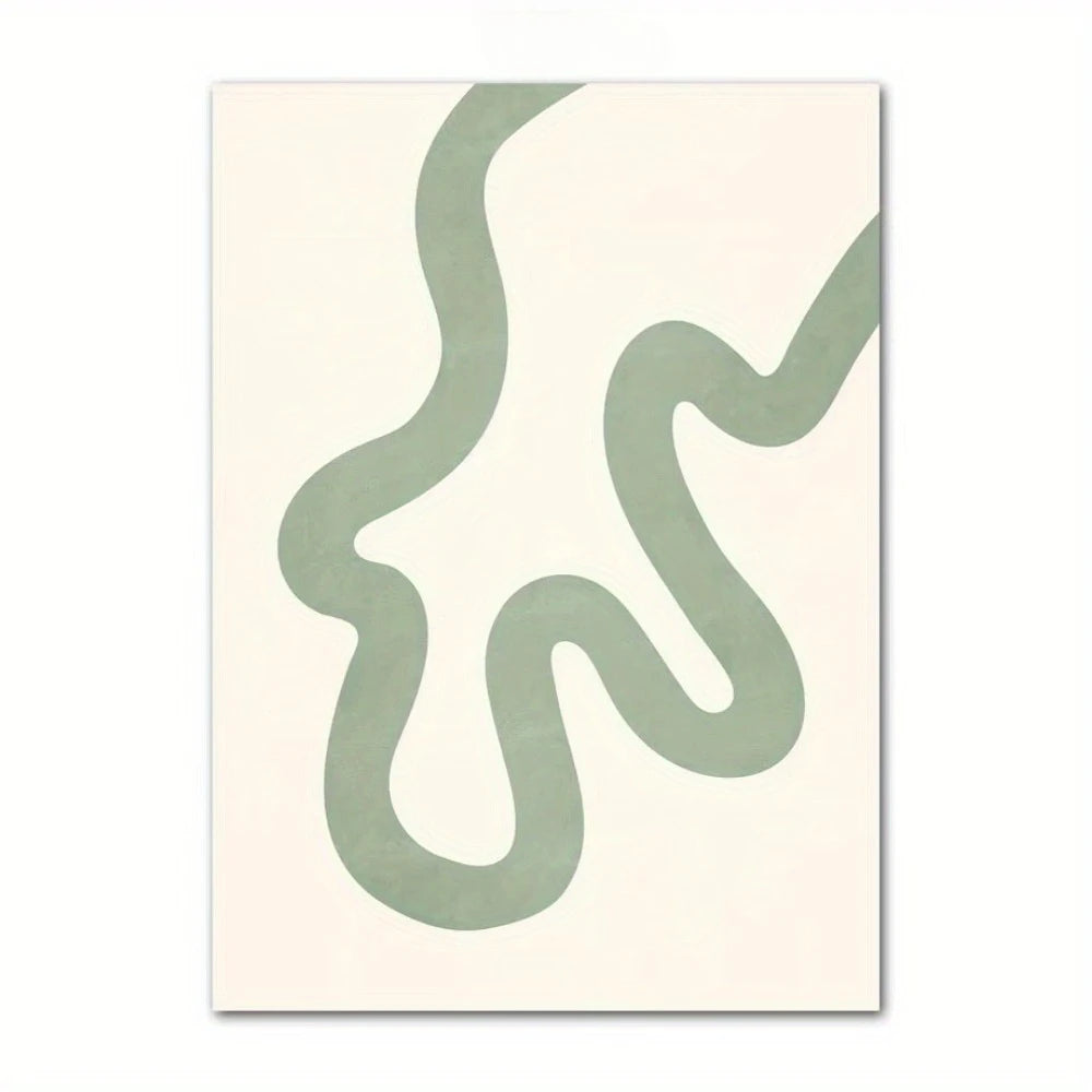 Bohemian Green Leaves & Flowers Abstract Canvas Wall Art