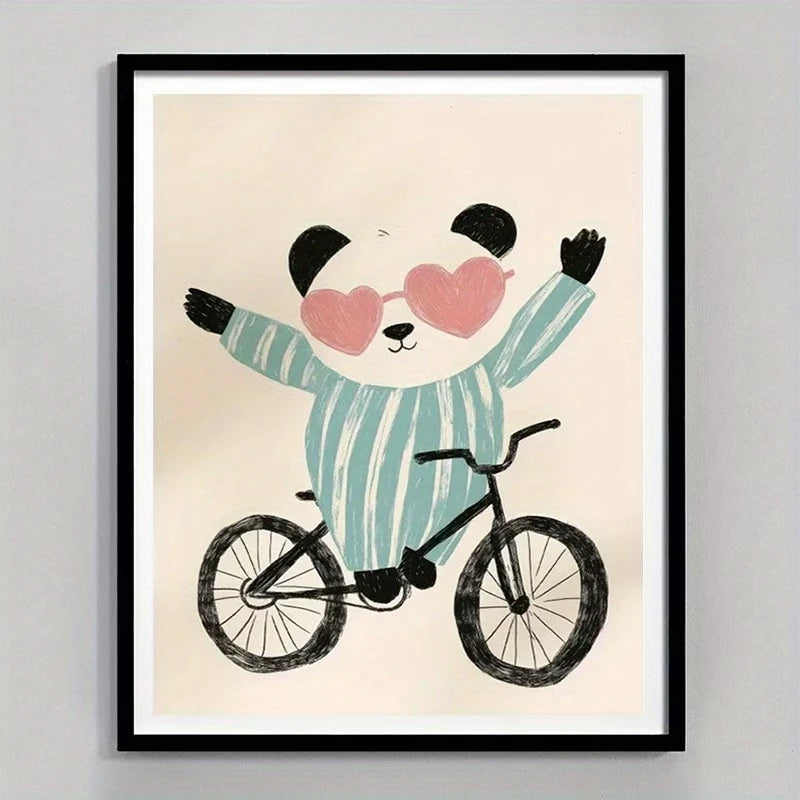 Cute Panda Say Hi Canvas Wall Art Print | Room Decor