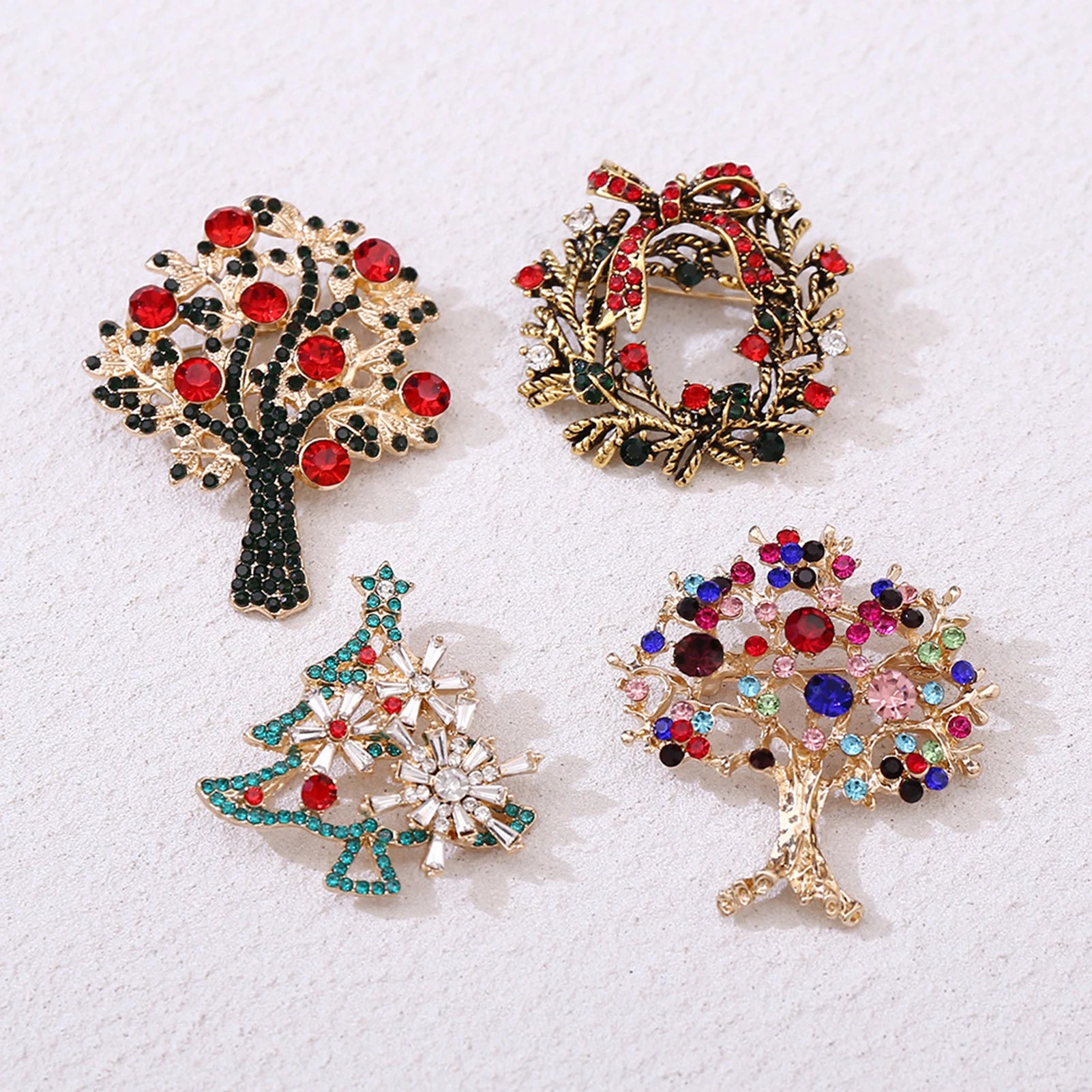 Santa Claus Christmas Tree Brooch Vintage Alloy Pin Badge for Clothes Hats Bags Christmas Party Decorations Peaceful Pleasures Health and Wellness