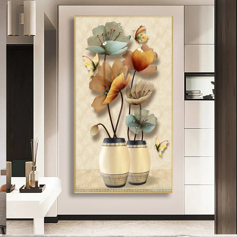 Retro Butterfly Flower Canvas Paintings Wall Art Pictures Chinese Style Vintage Poster And Prints for Living Room Aisle Decor Peaceful Pleasures Health and Wellness
