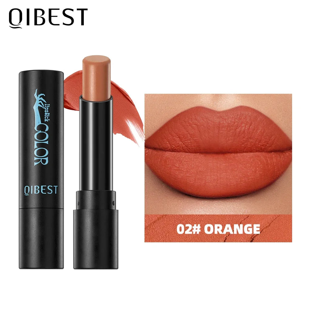QIBEST Nude Velvet Matte Lipstick Long-lasting Lip Stain Not Stick Cups Lipstick Red Green Orange Black White Lip Tint Makeup Peaceful Pleasures Health and Wellness 02