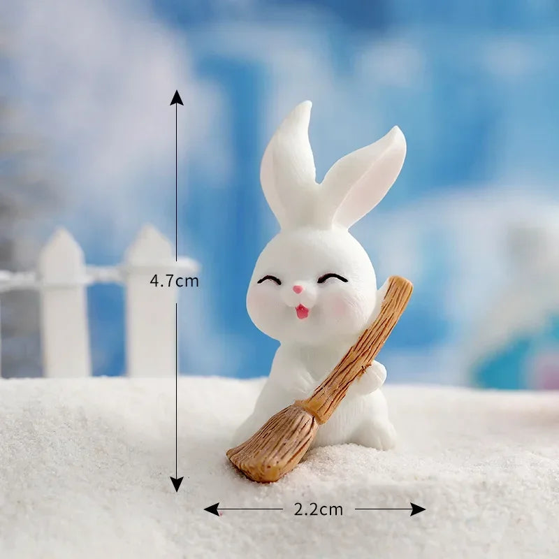 Figurines Christmas Rabbit Micro Landscape Snowman Bunny Ornament Desk Accessories For Home Decoration Kids Gifts Miniature Peaceful Pleasures Health and Wellness 10