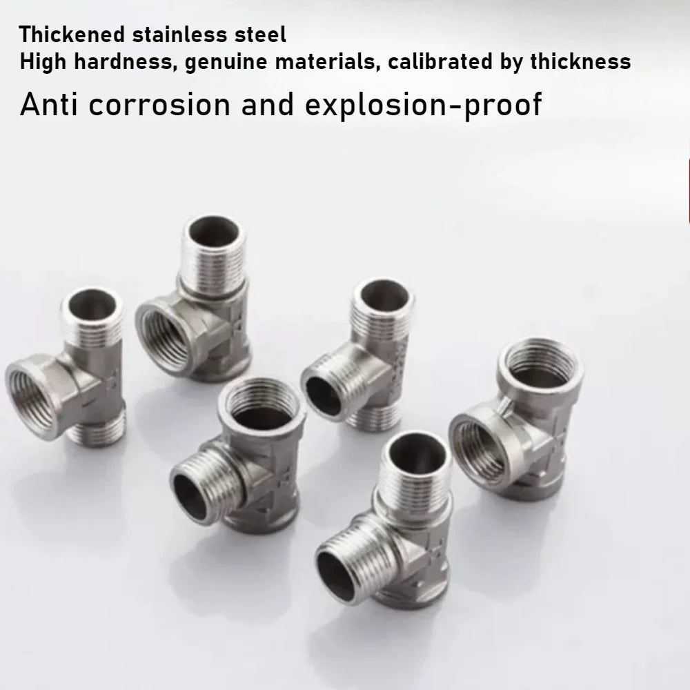 G1/2 Stainless Steel 3-Way T-Adapter Shower Water Splitter Valve