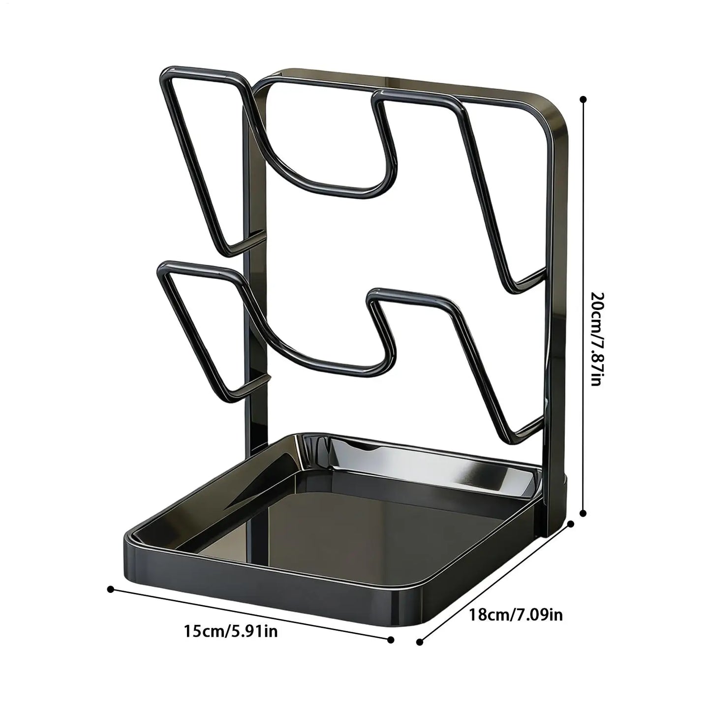 Pot Lid Holder with Removable Drip Tray | Kitchen Storage Rack Pot Lid Storage Rack Peaceful Pleasures Health and Wellness