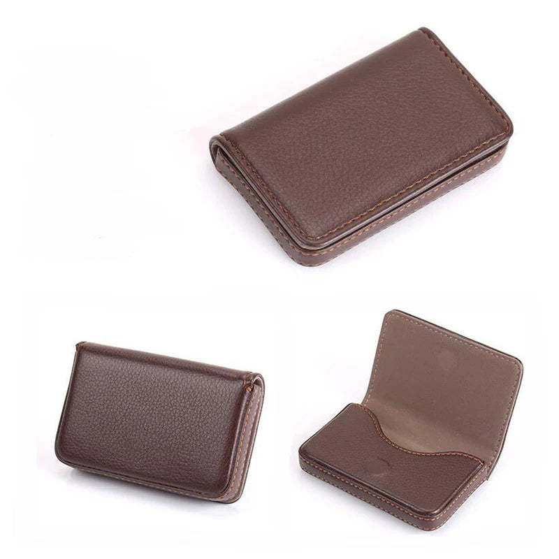 PU Leather Magnetic Card Case 1pc Business Card Holder for Men Women Fashion Credit Bank ID Box Solid Color Multipurpose Peaceful Pleasures Health and Wellness Deep coffee