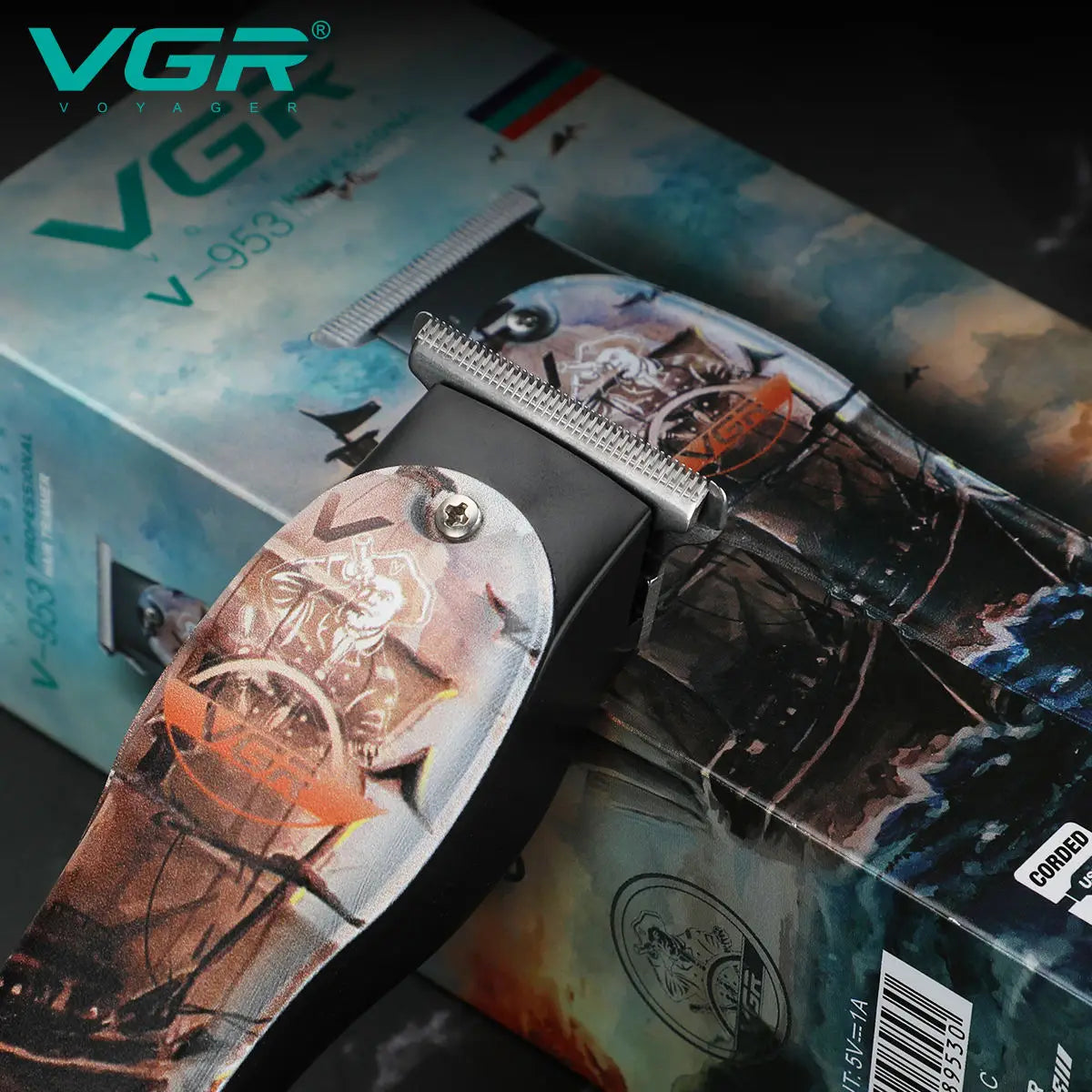 VGR V-953 Low Noise Beard Trimmer and Hair trimmer Professional Hair trimmer Charging wireless Personality Graffiti trimmer Peaceful Pleasures Health and Wellness