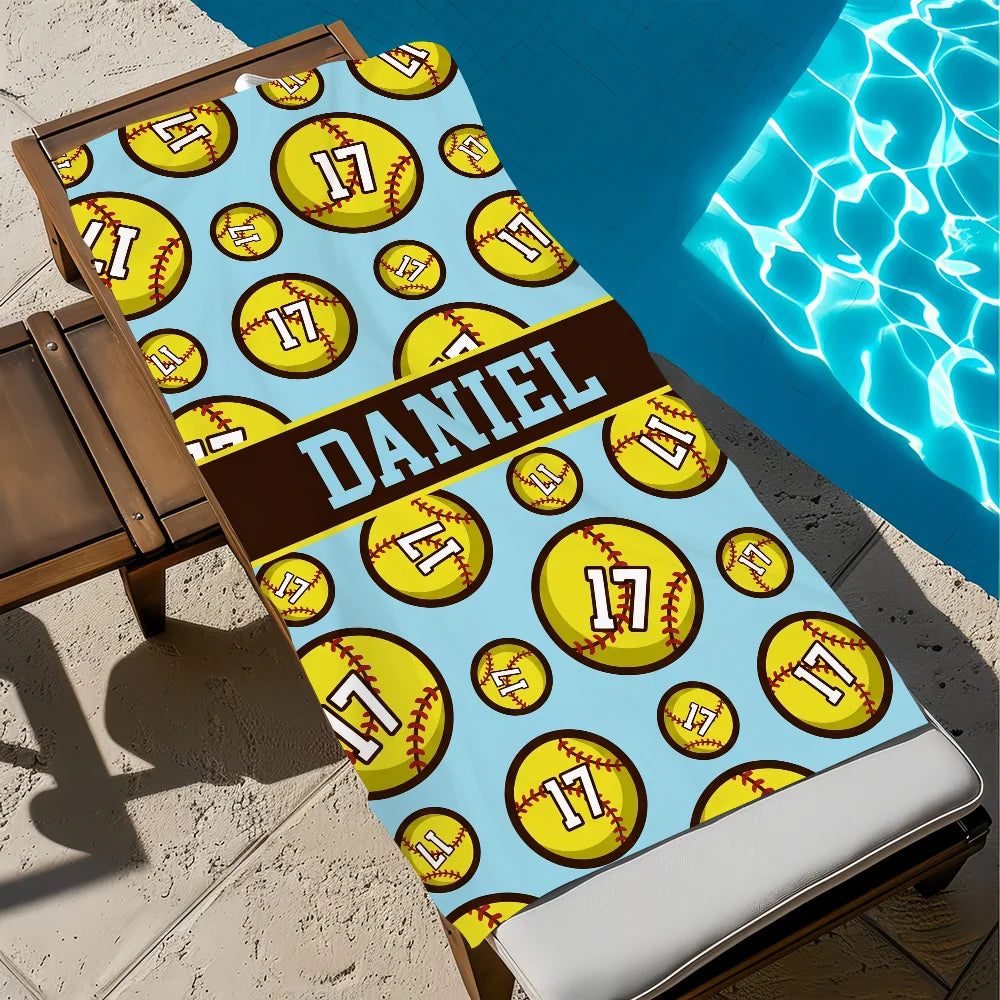 Custom Softball Team Quick-Dry Beach Towel | Sports & Travel Sports Beach Towel Peaceful Pleasures Health and Wellness z4 STJ80x160CM