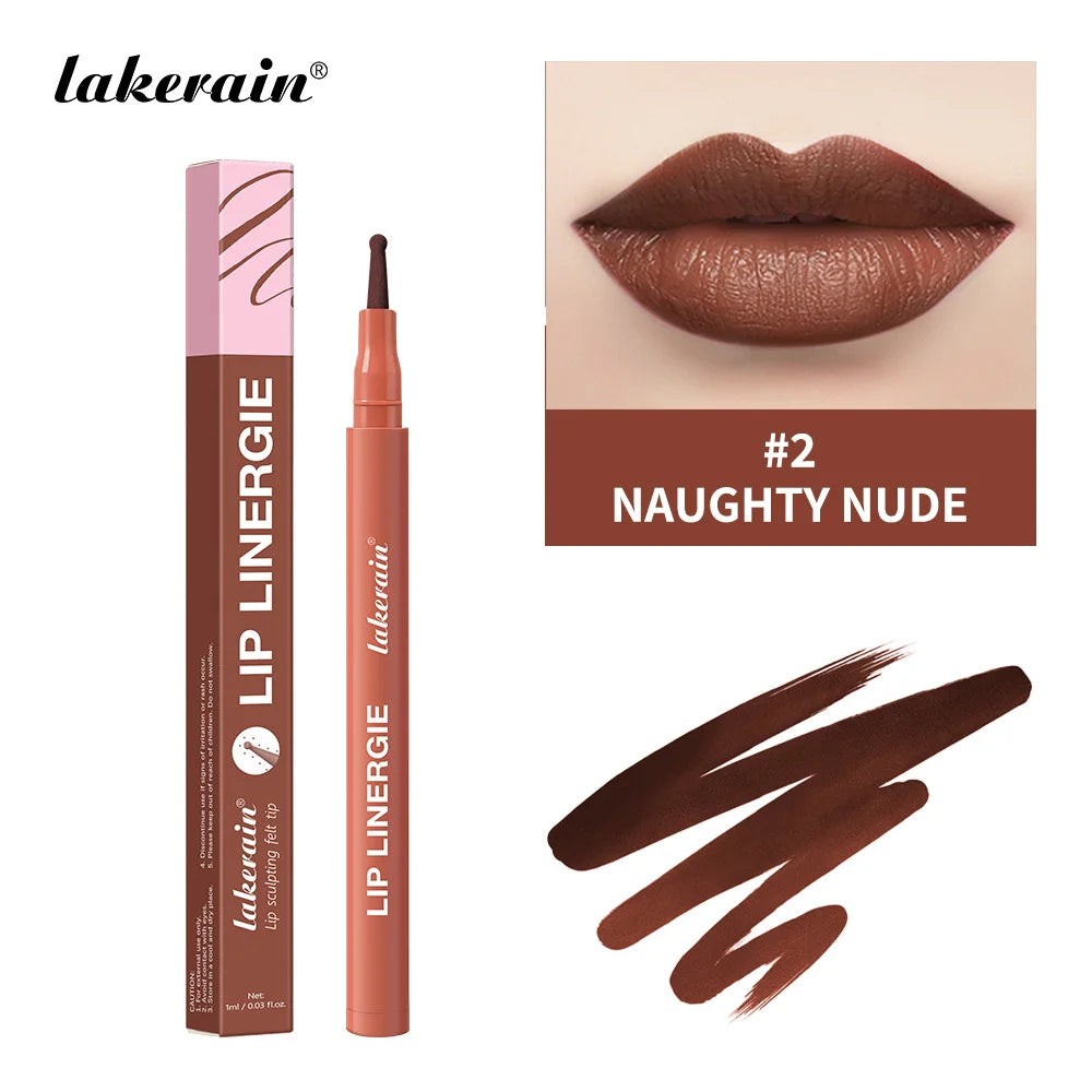 Lakerain Lip Liner Flexible Ballpoint Felt Tip Waterproof No Transfer & Smudges Long Lasting Lip Liner Stain 8 Color Lips Makeup Peaceful Pleasures Health and Wellness NAUGHTY NUDE