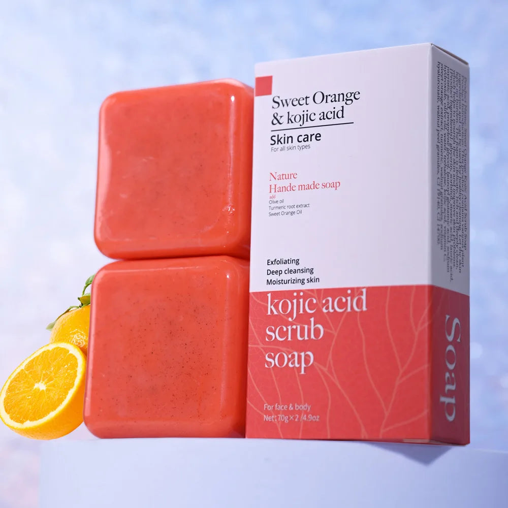Handmade Soap 2 bars, Handmade Soap for Face and Bath, Turmeric Soap, Scrubber Soap for Deep Cleansing, Exfoliation, Body Moistu Peaceful Pleasures Health and Wellness Kojic acid