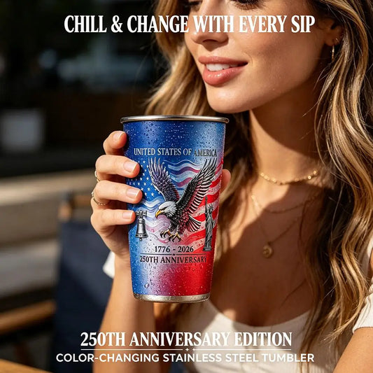 USA 250th Anniversary Cold color change Mug - Eagle Flag Print Coffee Cup Independence Day Special Edition Drinkware Peaceful Pleasures Health and Wellness