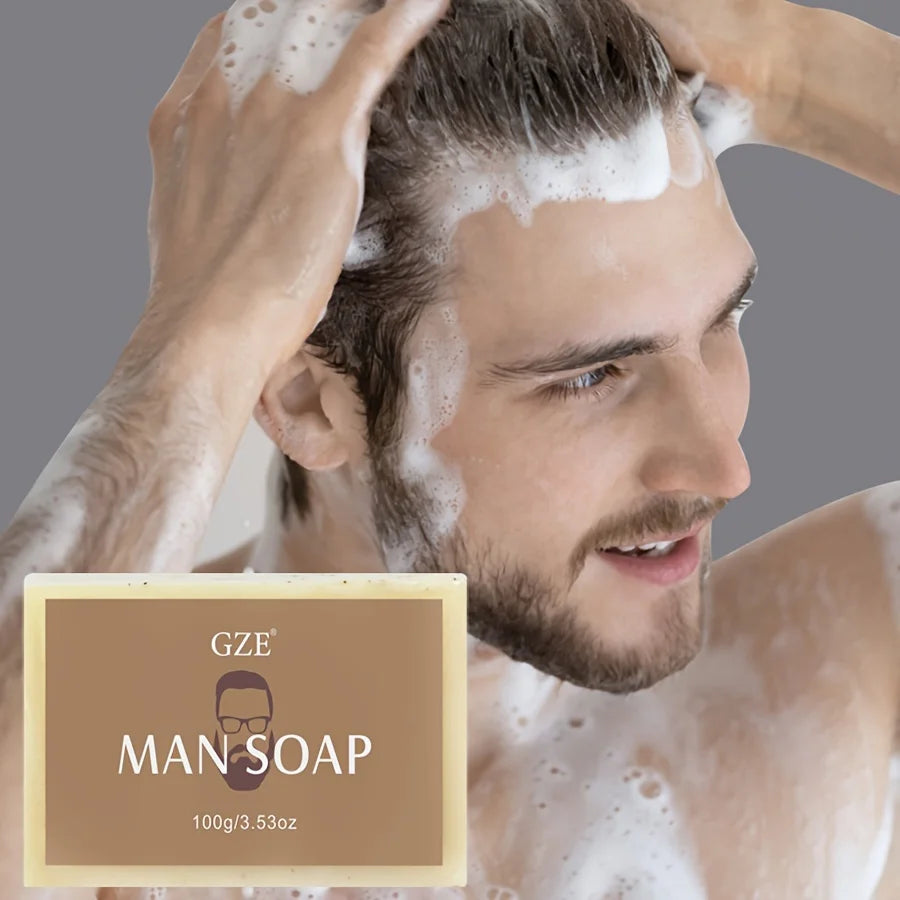 GZE Men's 3-in-1 Exfoliating Scrub Bar – Body, Face & Shave