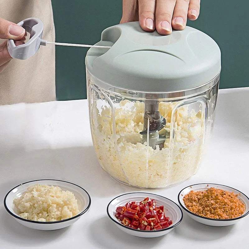 Manual Garlic Press & Meat Mincer – Rotate Chopper with Vegetable Cutter (500ml / 900ml) Peaceful Pleasures Health and Wellness