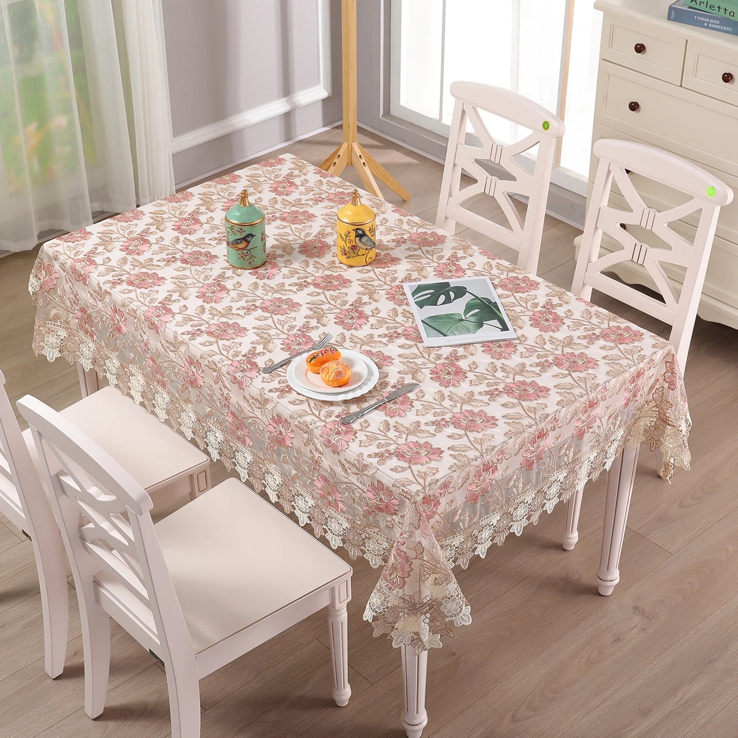Battilo Luxury Embroidered Lace Tablecloth | Dining & Wedding