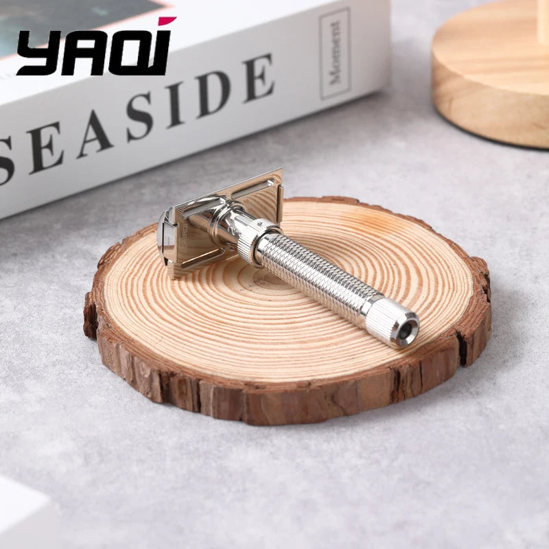 Yaqi Ultima Stainless Steel Adjustable Mens Safety Razor 77mm Stainless Steel Handle Provide Comfortable Non-Slip Grip For Male Peaceful Pleasures Health and Wellness