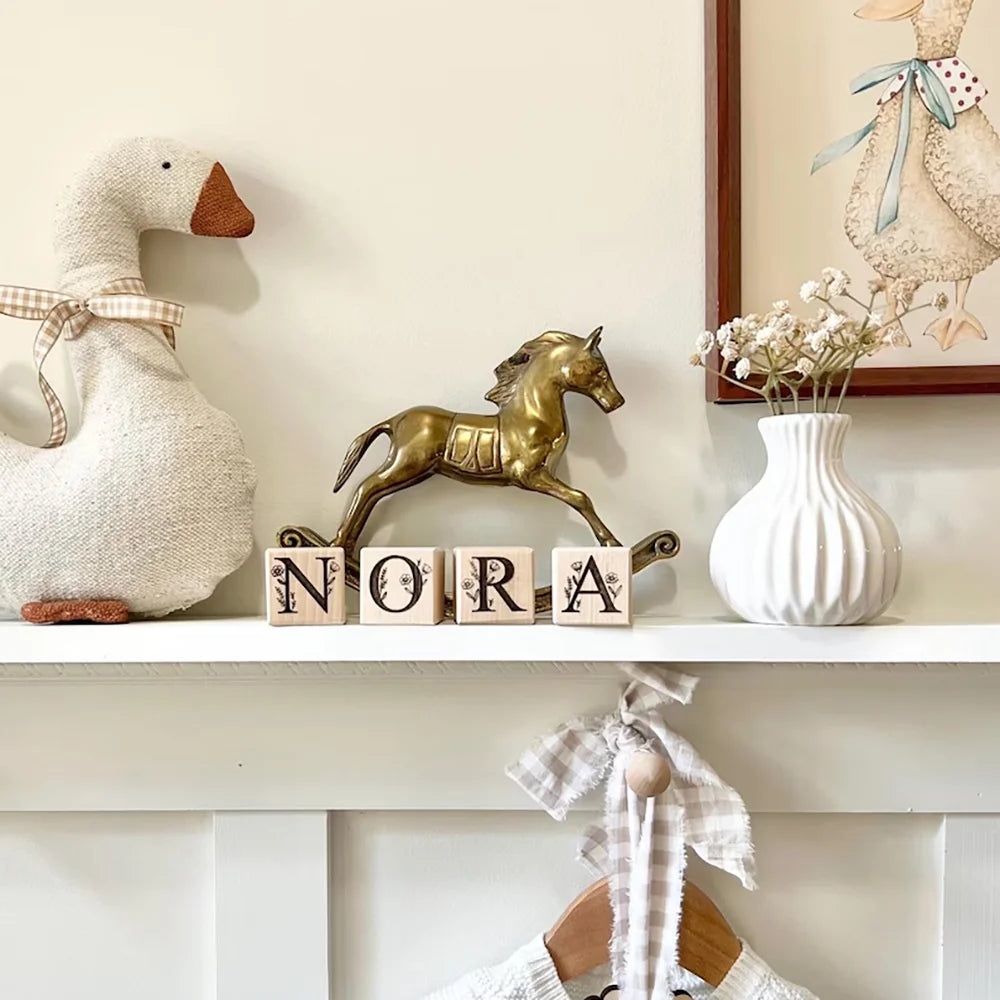 Personalized Floral Wooden Name Blocks | Nursery Decor & Baby Gift Personalized Name Blocks Peaceful Pleasures Health and Wellness