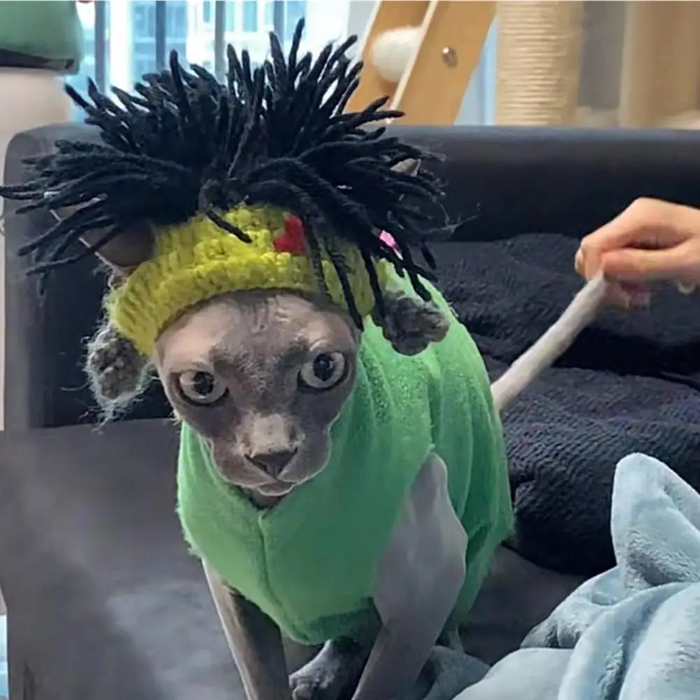 Funny Pet Hat Sphynx Devon Rex Cat Dog Headwear Punk Reggae Rock Style Cosplay Costume Decoration Accessory Peaceful Pleasures Health and Wellness