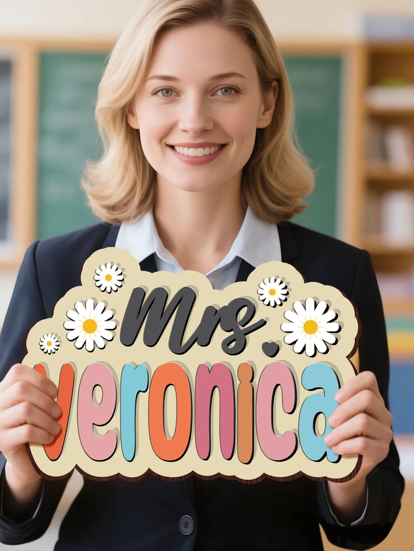 Custom Wooden Name Sign Personalized Teacher Appreciation Gift Back to School Door Decor Classroom Office Home Hanging Plaque Peaceful Pleasures Health and Wellness
