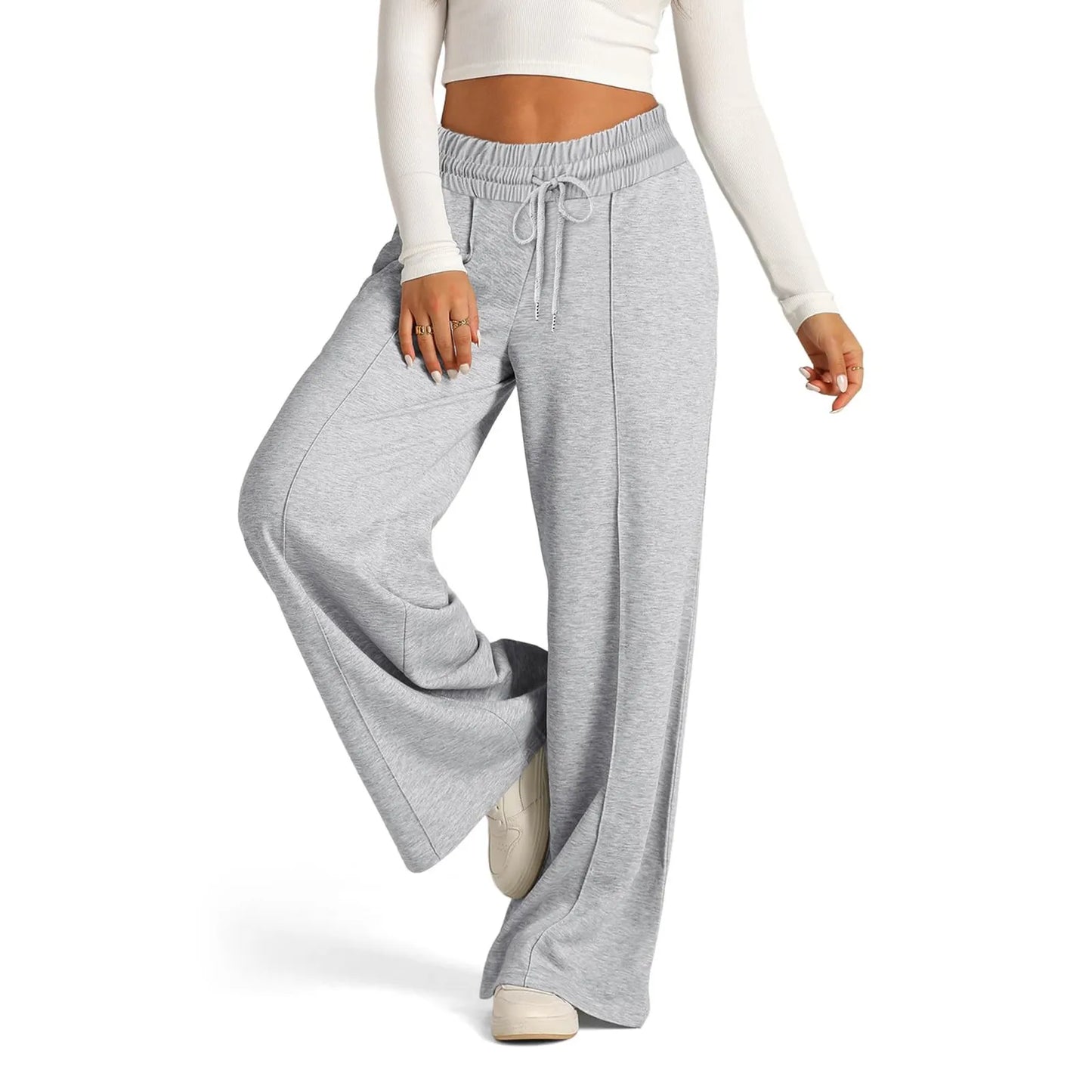 Women's High Waist Wide Leg Fleece Jogger Sweatpants