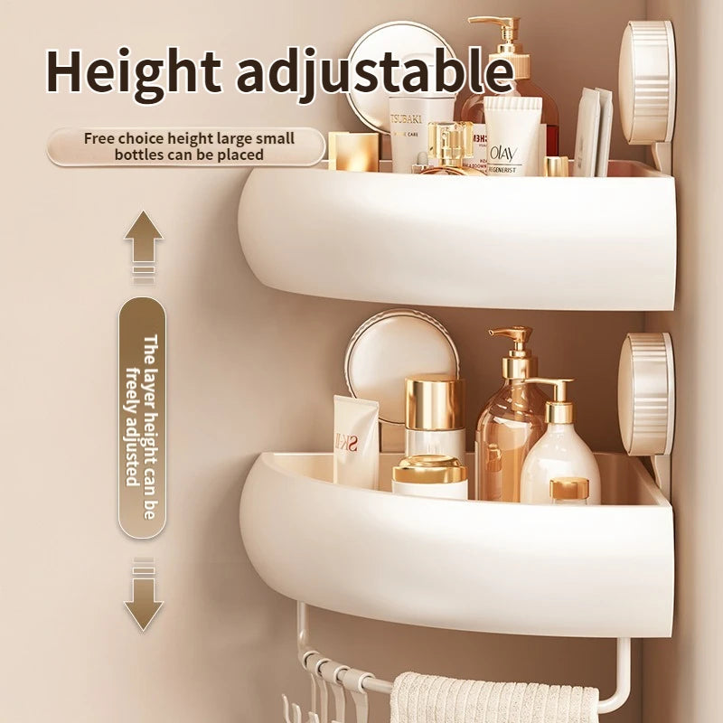 No-Drill Corner Shower Shelf | Suction Bathroom Organizer