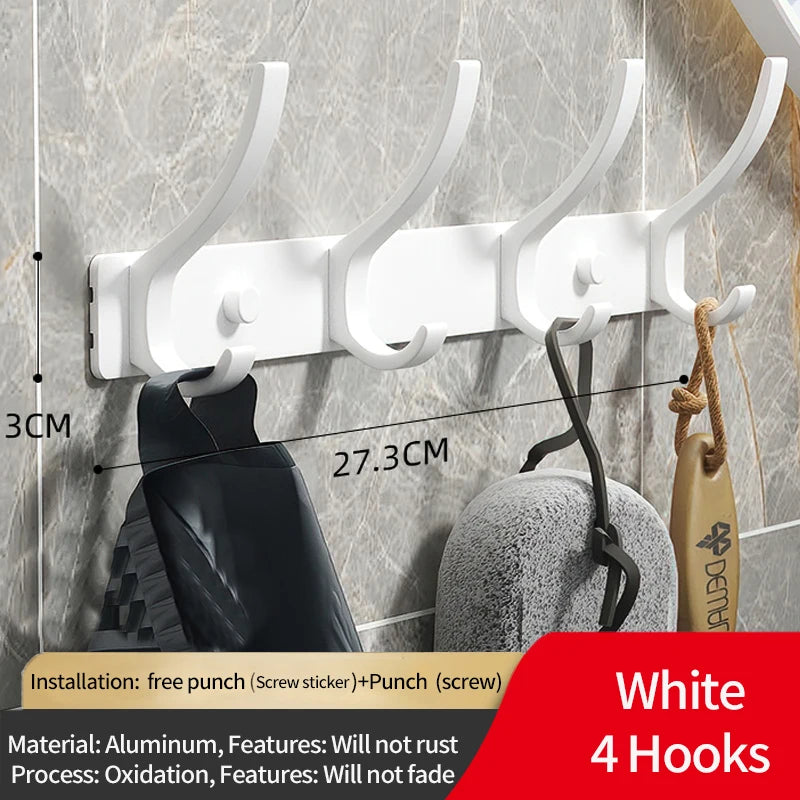 Folding Aluminum Robe & Towel Wall Hooks | 6-Pack Black White