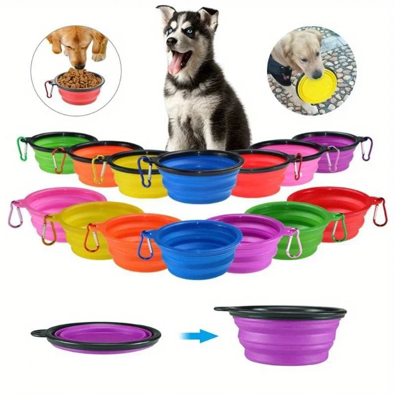 Foldable Silicone Pet Travel Bowl 1000ml with Carabiner