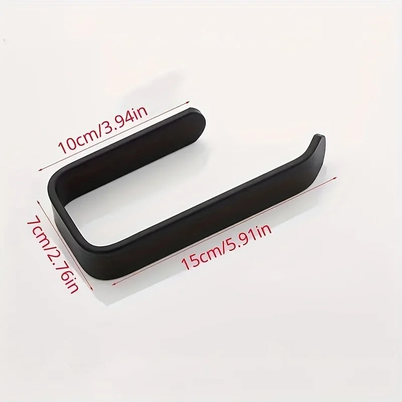 Self-Adhesive Black Toilet Paper Holder – No-Drill Wall Mount