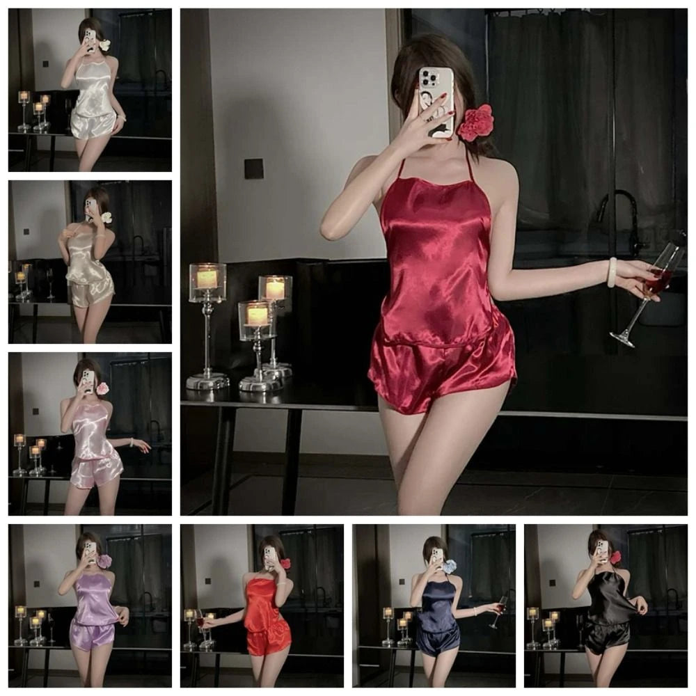 Women's Silk-Feel Camisole Shorts Pajama Set | Summer Sleepwear Women's Pajama Set Peaceful Pleasures Health and Wellness