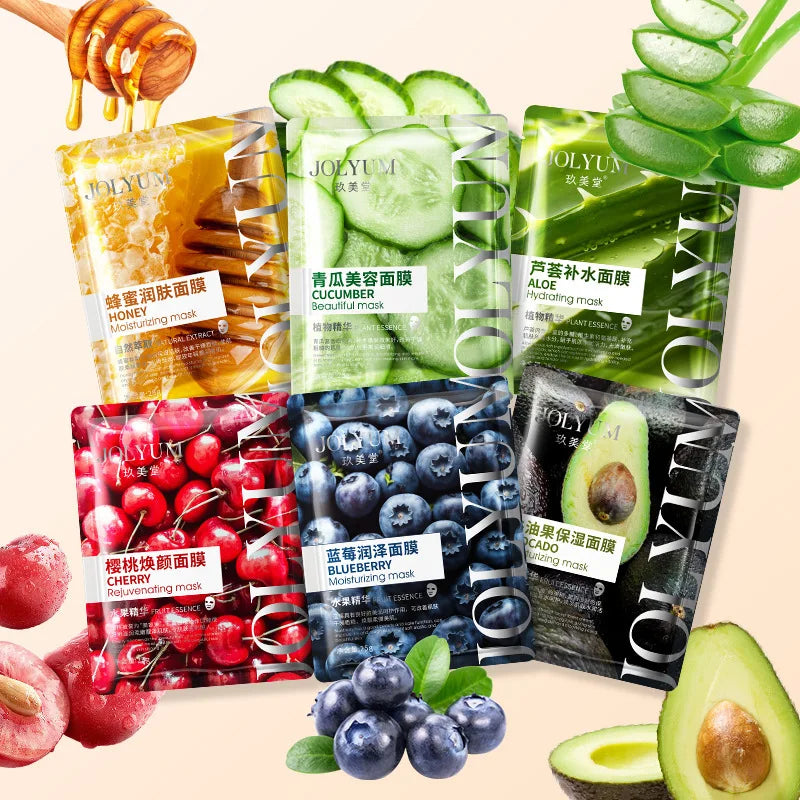 Fruit Face Sheet Mask 6pcs – Hydrating, Brightening & Anti-Aging