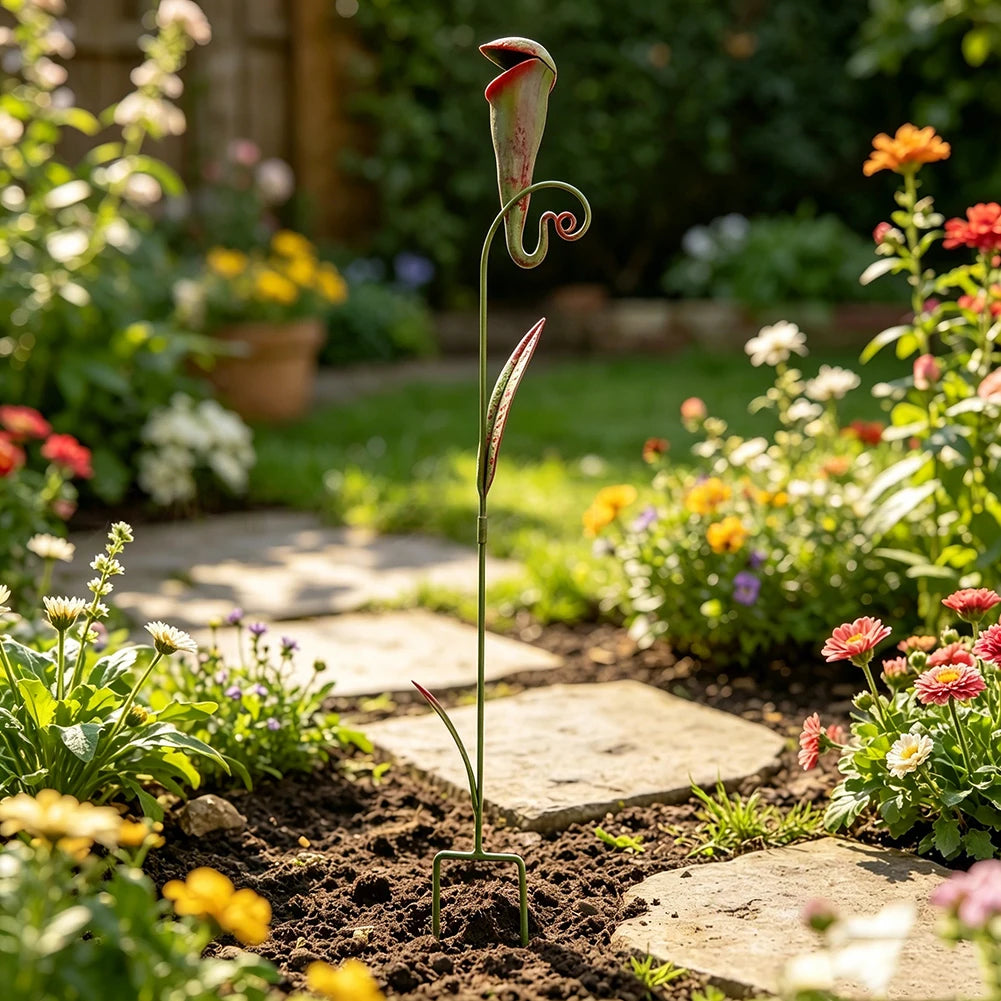 Man Eating Flower Pitcher Plant Iron Decorative Stake,Metal Carnivorous Plant Garden Stake,Yard/Garden Landscape/Pathway Decor Peaceful Pleasures Health and Wellness