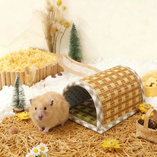 Woven Hamster Bed Cave | Breathable Cooling Nest for Small Pets Small Pet Nest Oasis Select