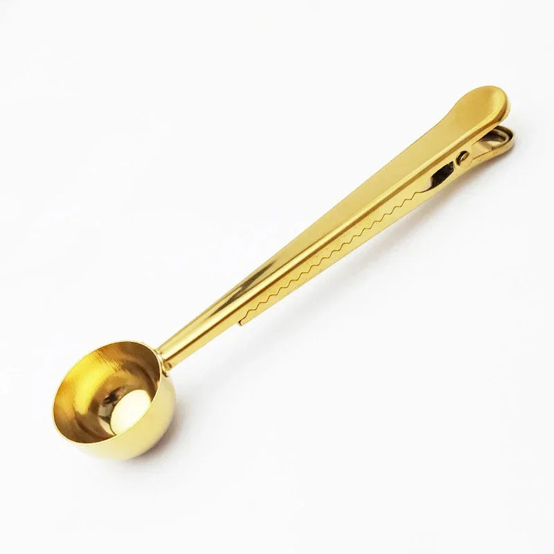 Stainless Steel Long Handle Coffee Spoon & Bag Seal Clip