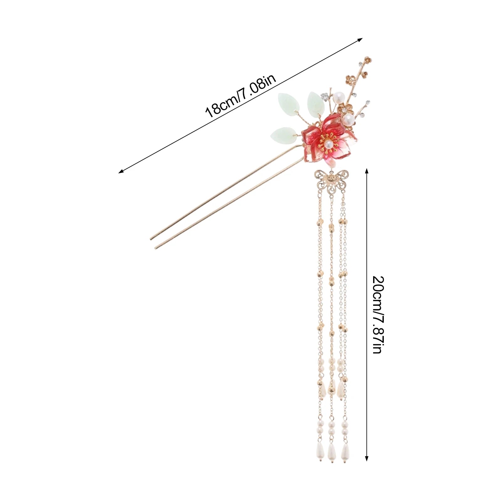 Crystal Hairpin for Hanfu Accessories Glass Beaded Tassel Headwear with Alloy Base Peaceful Pleasures Health and Wellness