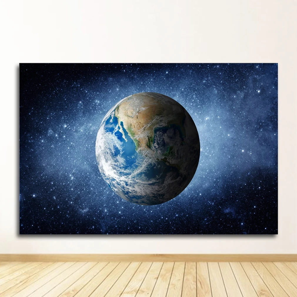 Space Galaxy Canvas Wall Art – Astronaut Planet Universe Poster