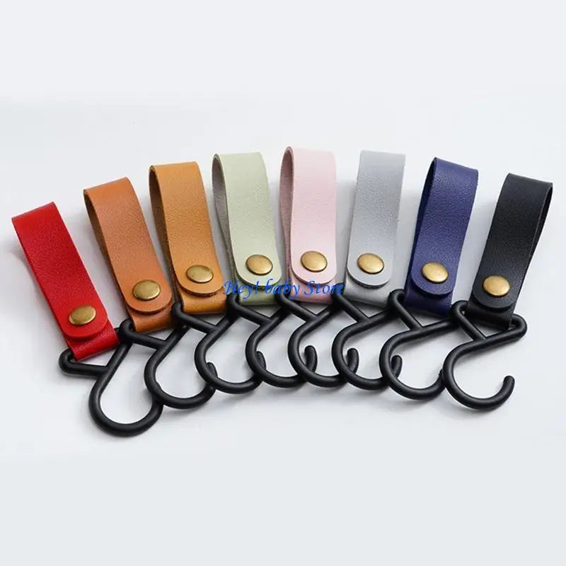 PU Leather S Hook Strap Loop Buckle – Stroller Bag Hanger