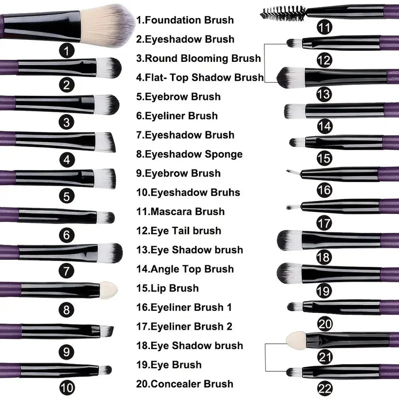 RUNTOIN 20Pcs Makeup Brush Set – Eye, Blending & Foundation