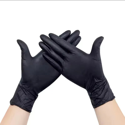 100pcs Disposable Composite Nitrile Black Thick Gloves/powder-free Durable Comfort Beauty Catering Home Protection Food Grade Peaceful Pleasures Health and Wellness