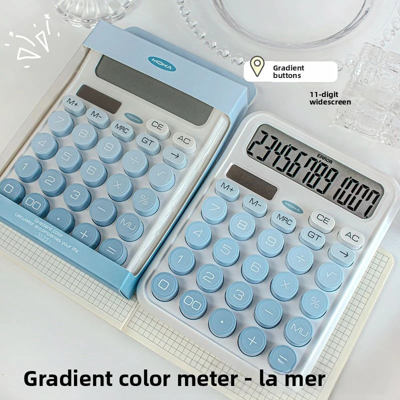 Novel and aesthetically pleasing solar calculator with gradient button batteries, suitable for home, school, and office supplies Peaceful Pleasures Health and Wellness 1pc Blue